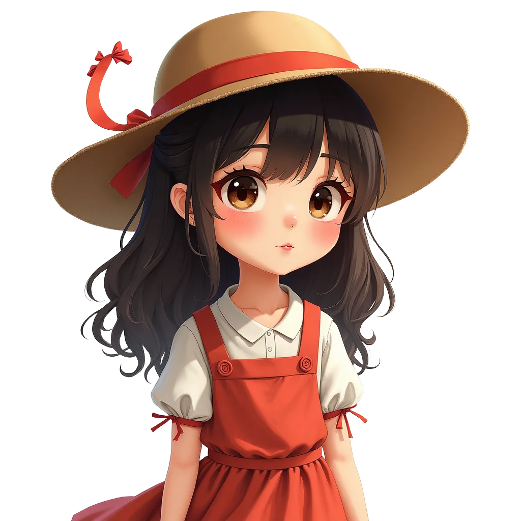 Charming Girl in a Straw Hat